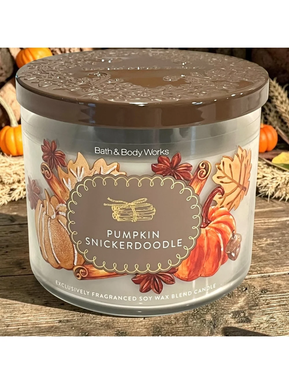 Bath & Body Works Pumpkin Snickerdoodle 3-Wick Candle 14.5 oz NEW Fall